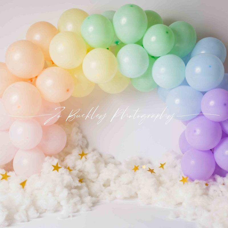 Kate Pastel Arc-en-ciel Ballons Toile de fond conçue par Jo Buckley Photographie - Kate Backdrop FR