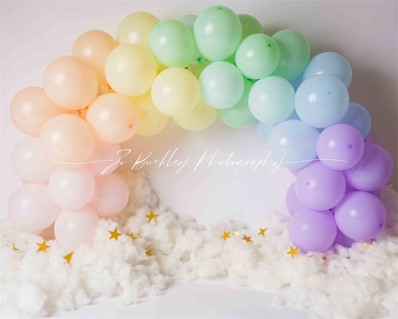 Kate Pastel Arc-en-ciel Ballons Toile de fond conçue par Jo Buckley Photographie - Kate Backdrop FR