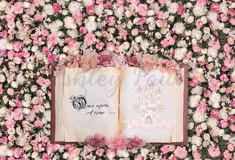 Kate Rose Livre Fleurs Saint-Valentin Toile de fond conçu par Ashley Paul - Kate Backdrop FR