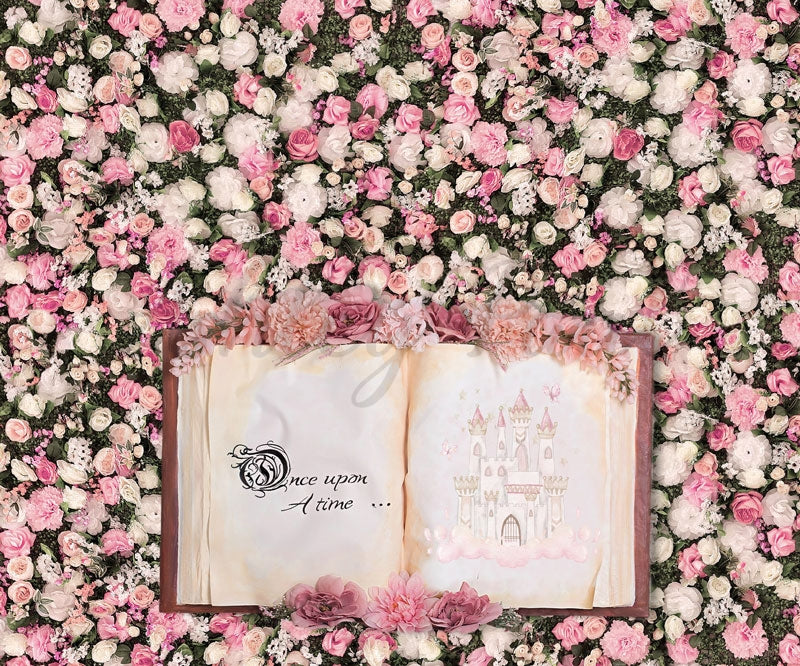 Kate Rose Livre Fleurs Saint-Valentin Toile de fond conçu par Ashley Paul - Kate Backdrop FR