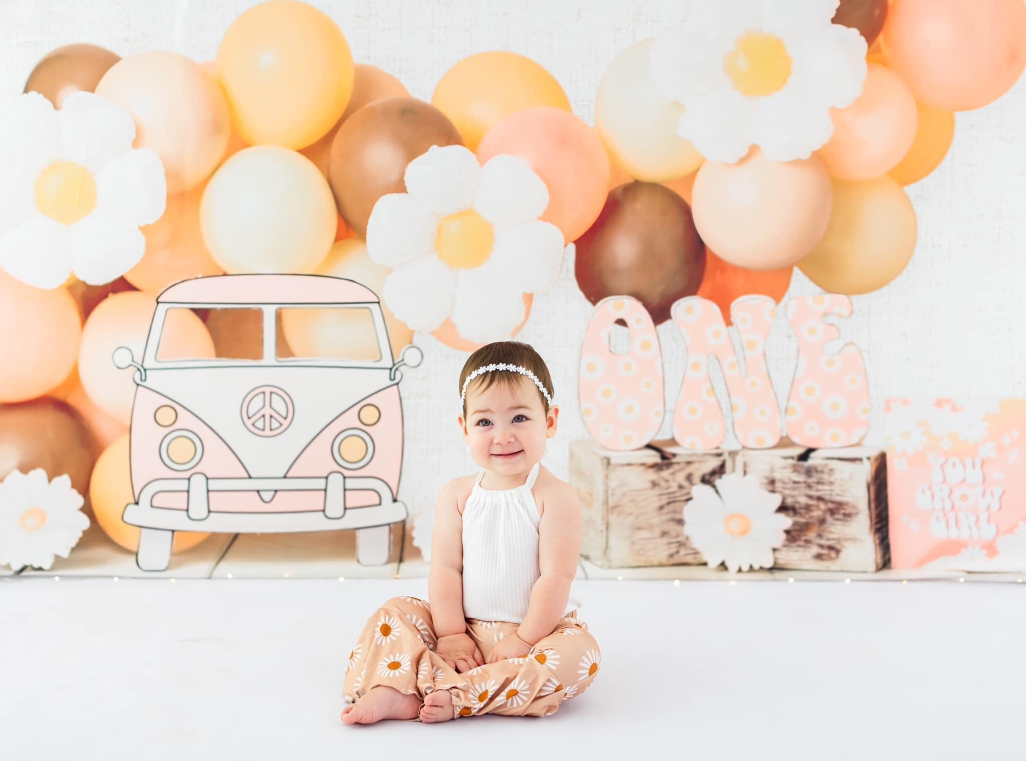 Kate Ballons Anniversaire Bus Enfant Toile de fond conçu par Ashley Paul - Kate Backdrop FR