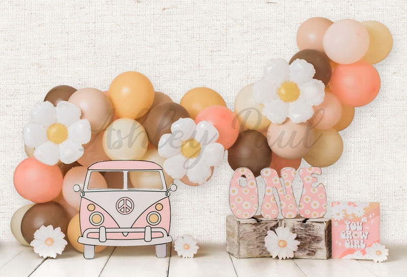 Kate Ballons Anniversaire Bus Enfant Toile de fond conçu par Ashley Paul - Kate Backdrop FR