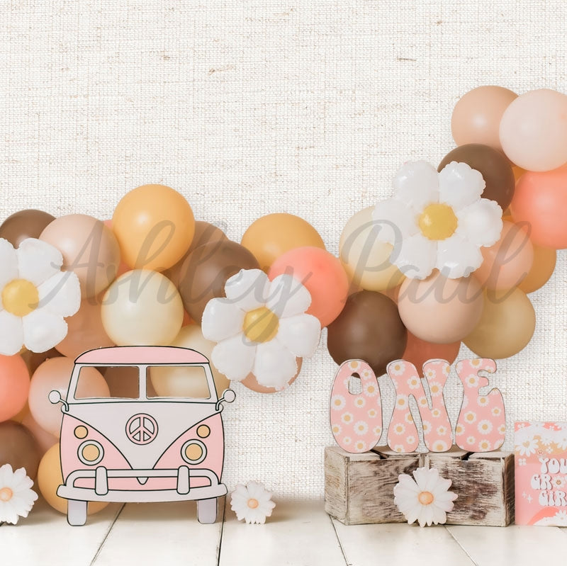 Kate Ballons Anniversaire Bus Enfant Toile de fond conçu par Ashley Paul - Kate Backdrop FR