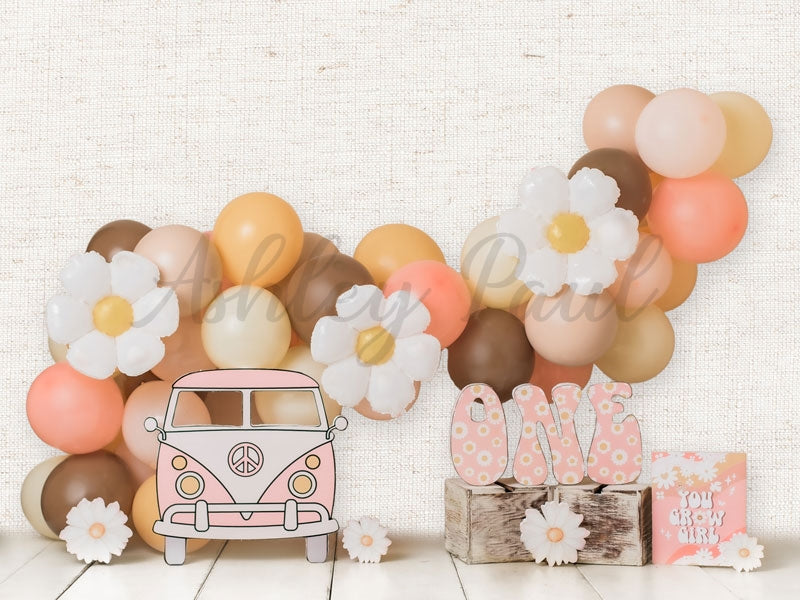 Kate Ballons Anniversaire Bus Enfant Toile de fond conçu par Ashley Paul - Kate Backdrop FR