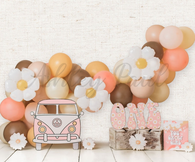 Kate Ballons Anniversaire Bus Enfant Toile de fond conçu par Ashley Paul - Kate Backdrop FR