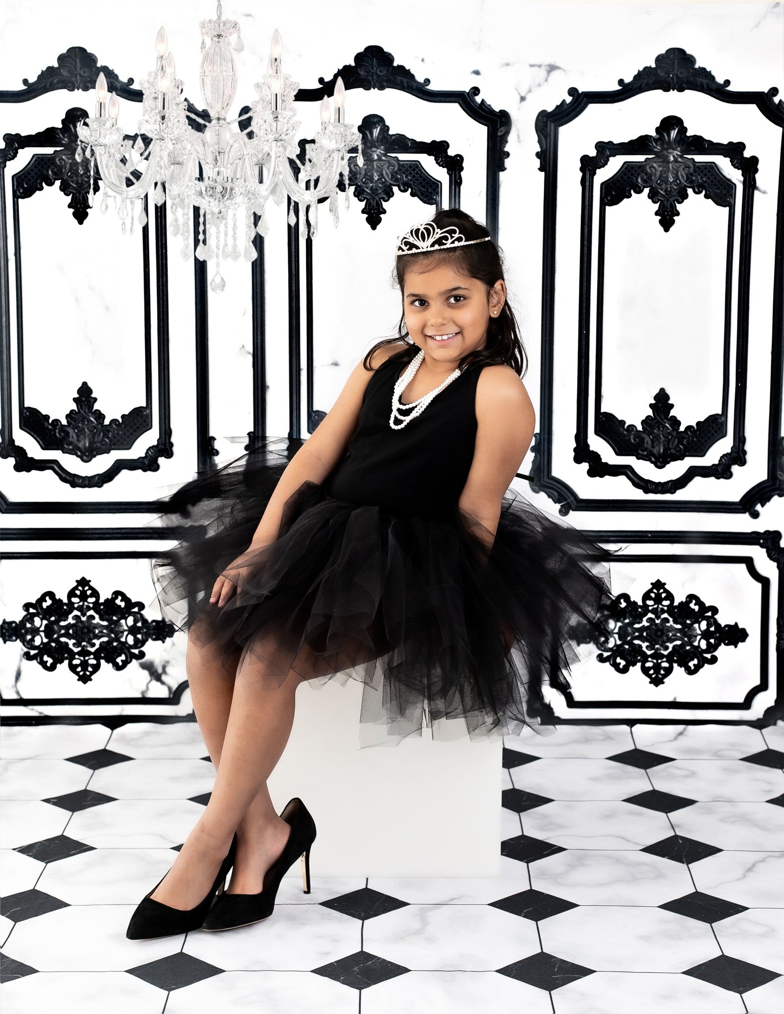 Kate Mur de marbre Noir & Blanc Toile de fond conçu par Ashley Paul - Kate Backdrop FR