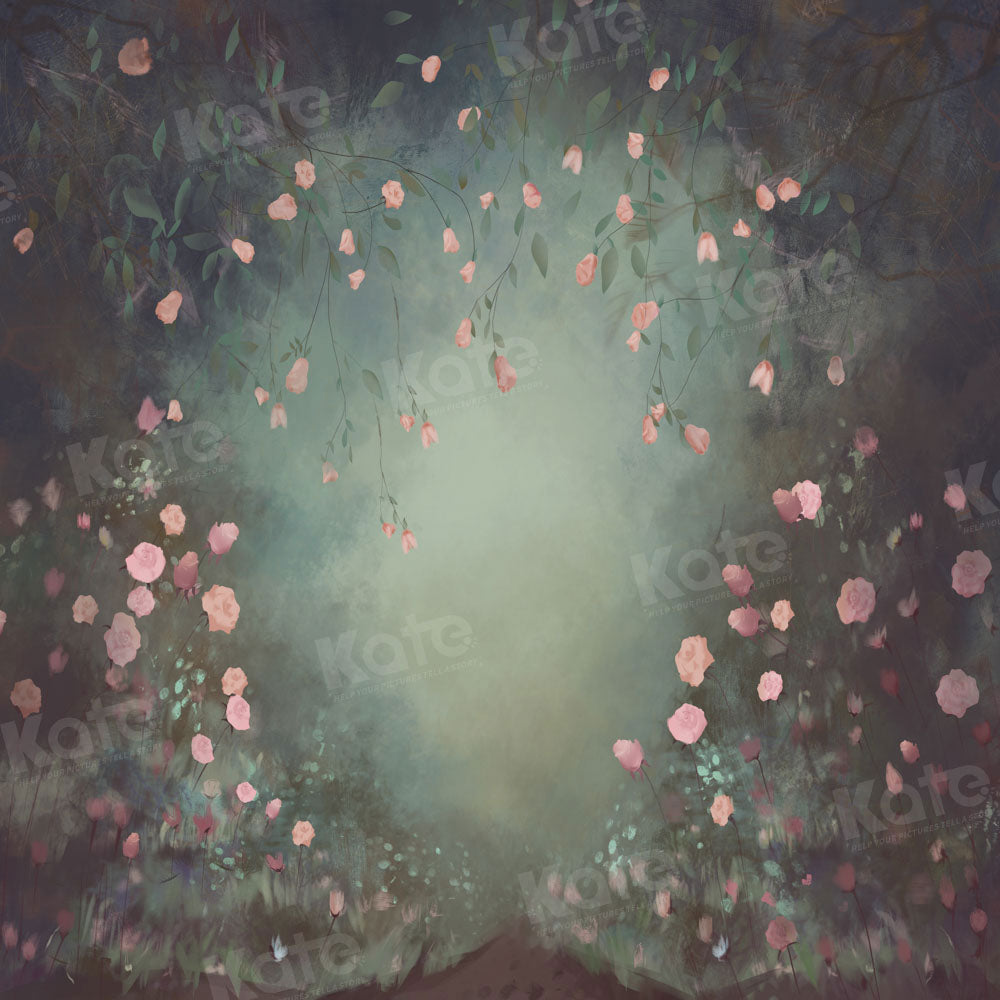 Kate Beaux-Arts Vert Foncé Floral Toile de fond conçue par GQ - Kate Backdrop FR