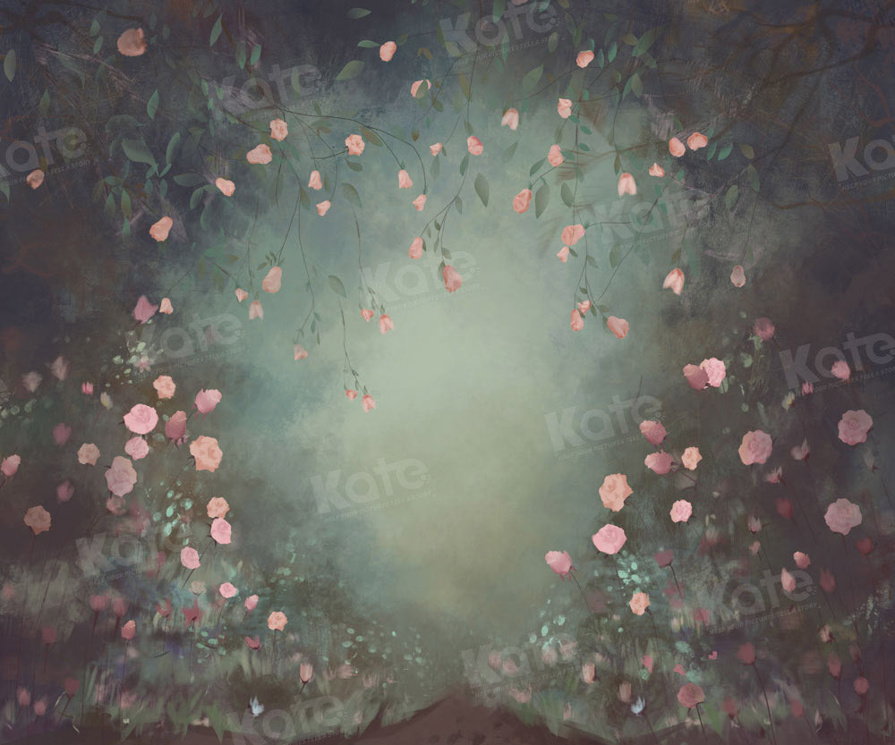 Kate Beaux-Arts Vert Foncé Floral Toile de fond conçue par GQ - Kate Backdrop FR