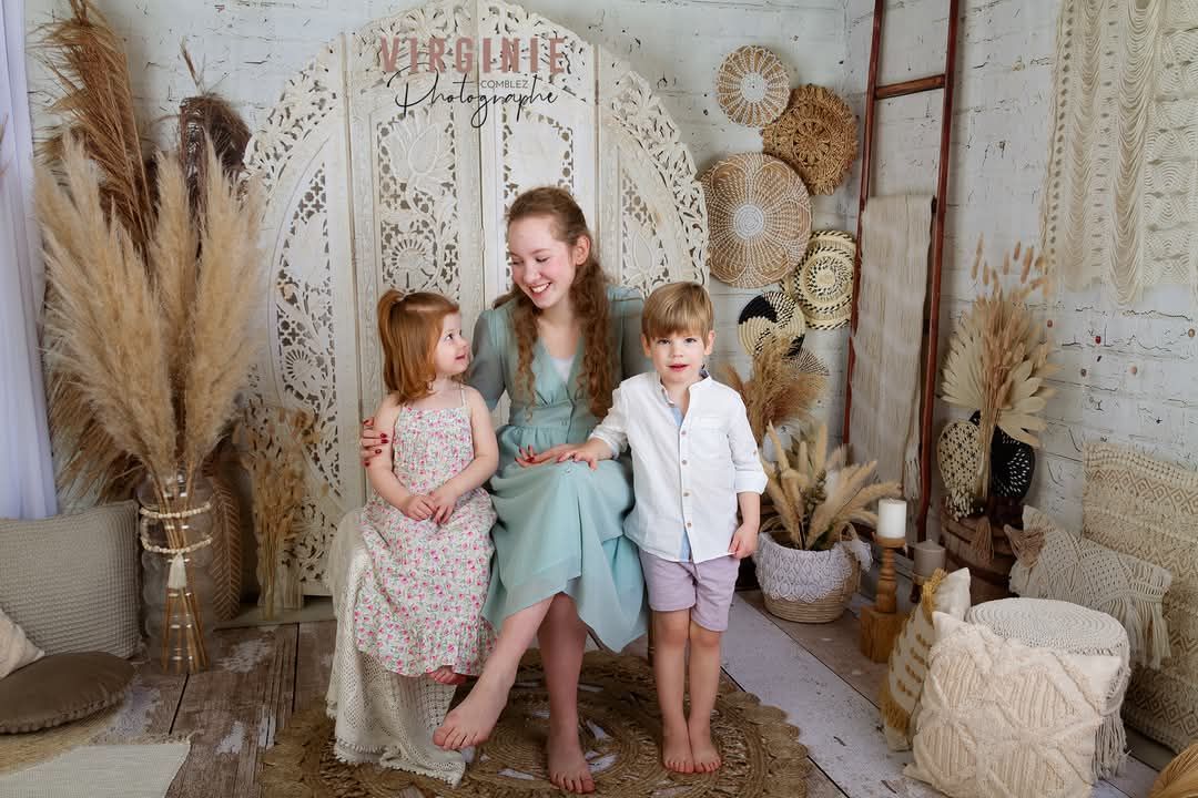 Kate Boho Herbe des pampas Beige Toile de fond conçue par Mandy Ringe - Kate Backdrop FR