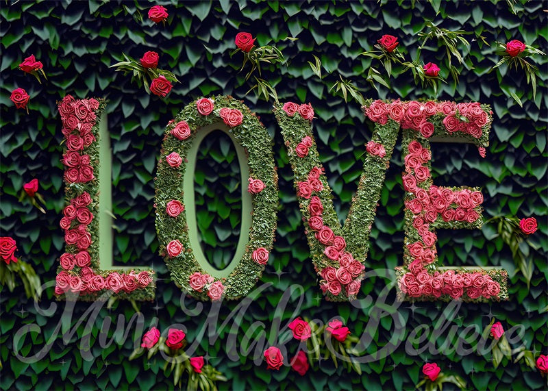 Kate Saint-Valentin Fleur rouge Lettres d'amour Toile de fond conçue par Mini MakeBelieve - Kate Backdrop FR