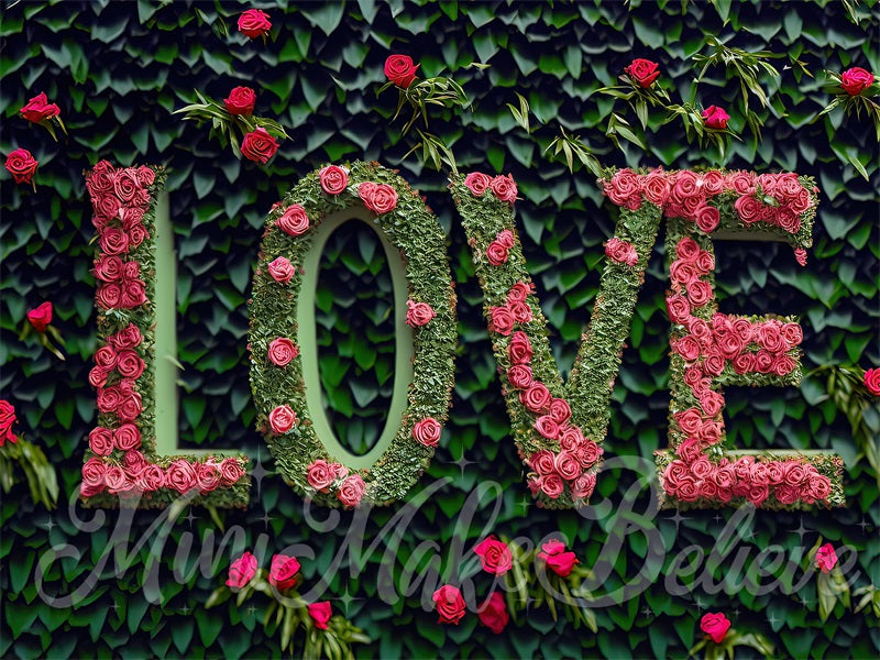 Kate Saint-Valentin Fleur rouge Lettres d'amour Toile de fond conçue par Mini MakeBelieve - Kate Backdrop FR