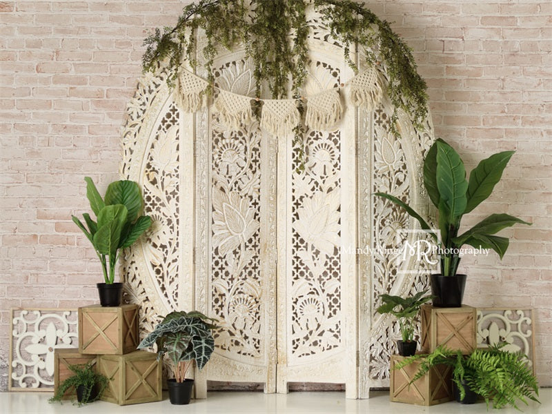 Kate Bohème Plantes Mur de Briques Toile de fond conçue par Mandy Ringe - Kate Backdrop FR