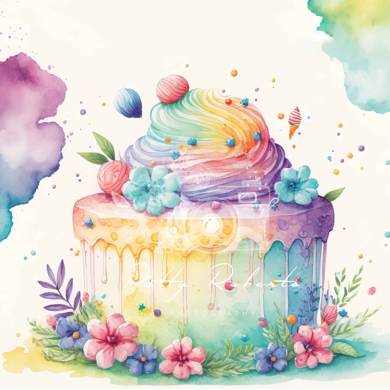 Kate Gâteau Coloré Floral Enfant Toile de fond conçue par Patty Robert - Kate Backdrop FR