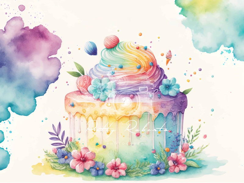 Kate Gâteau Coloré Floral Enfant Toile de fond conçue par Patty Robert - Kate Backdrop FR