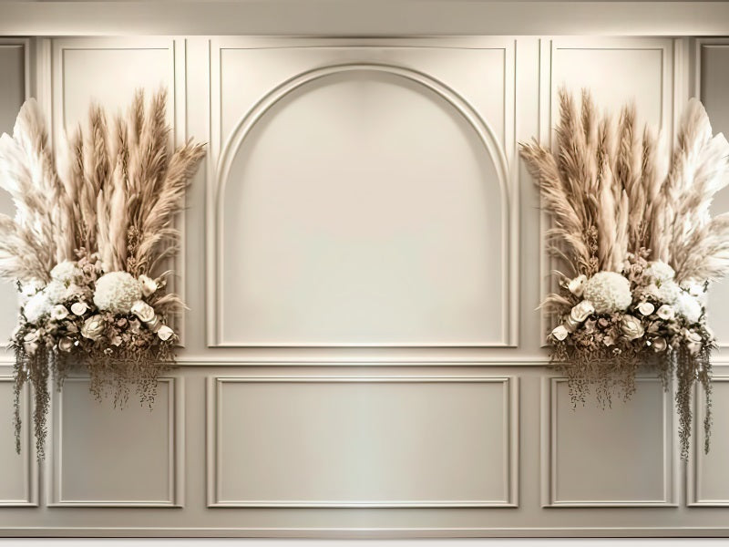 Kate Crème Bohème Mur Fleurs séchées Toile de fond conçue par Mini MakeBelieve - Kate Backdrop FR