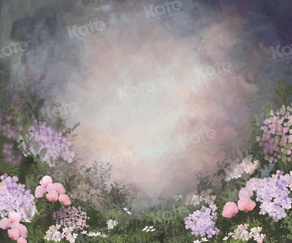 Kate Printemps Jardin Fleurs Violet Toile de fond conçue par GQ - Kate Backdrop FR