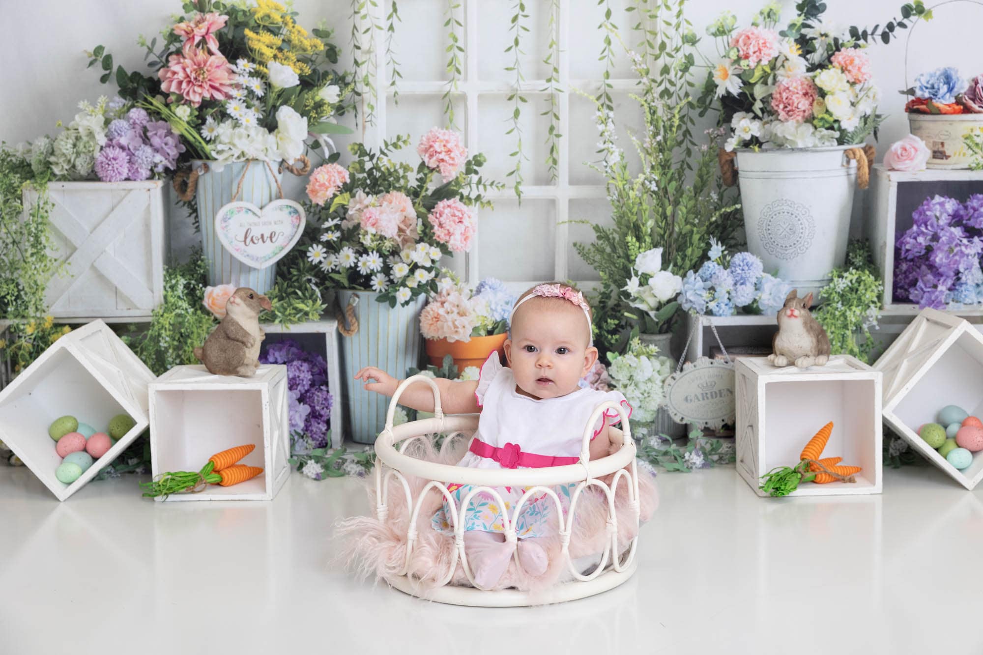Kate Jardin Fleurs Printemps Porte Blanc Toile de fond conçu par Emetselch - Kate Backdrop FR
