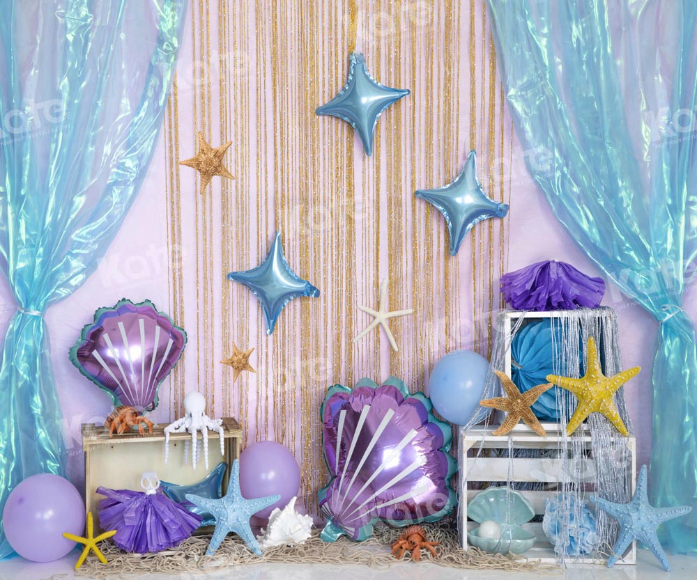 Kate Été Sirène Sous-marin Anniversaire Toile de fond conçue par Emetselch - Kate Backdrop FR