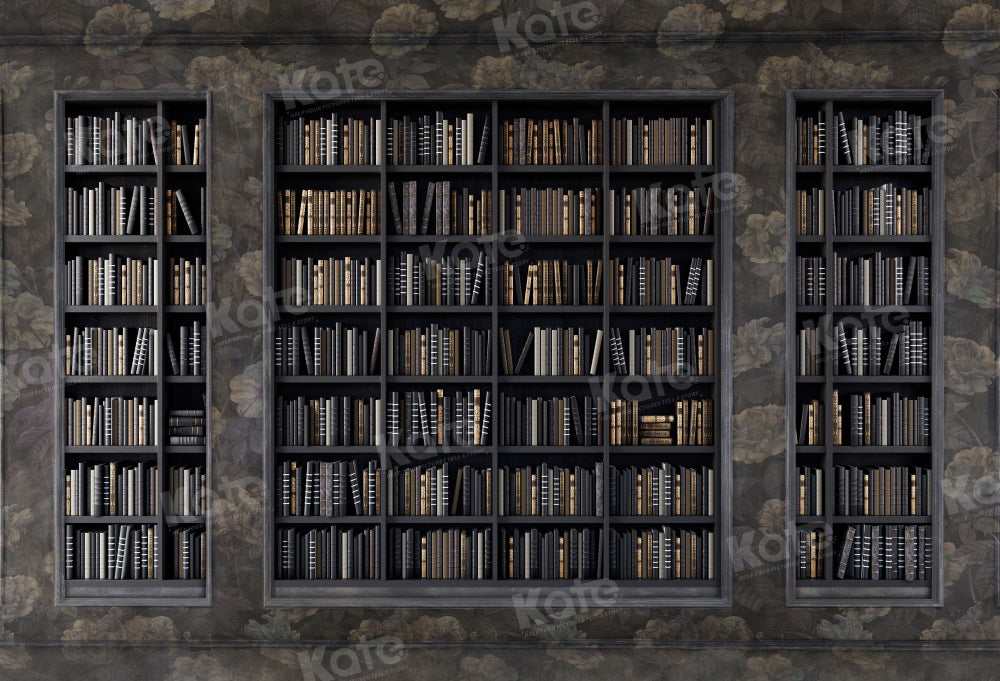 Kate Retour à l'école Rétro Étagère à livres Mur Floral Toile de fond pour la photographie - Kate Backdrop FR