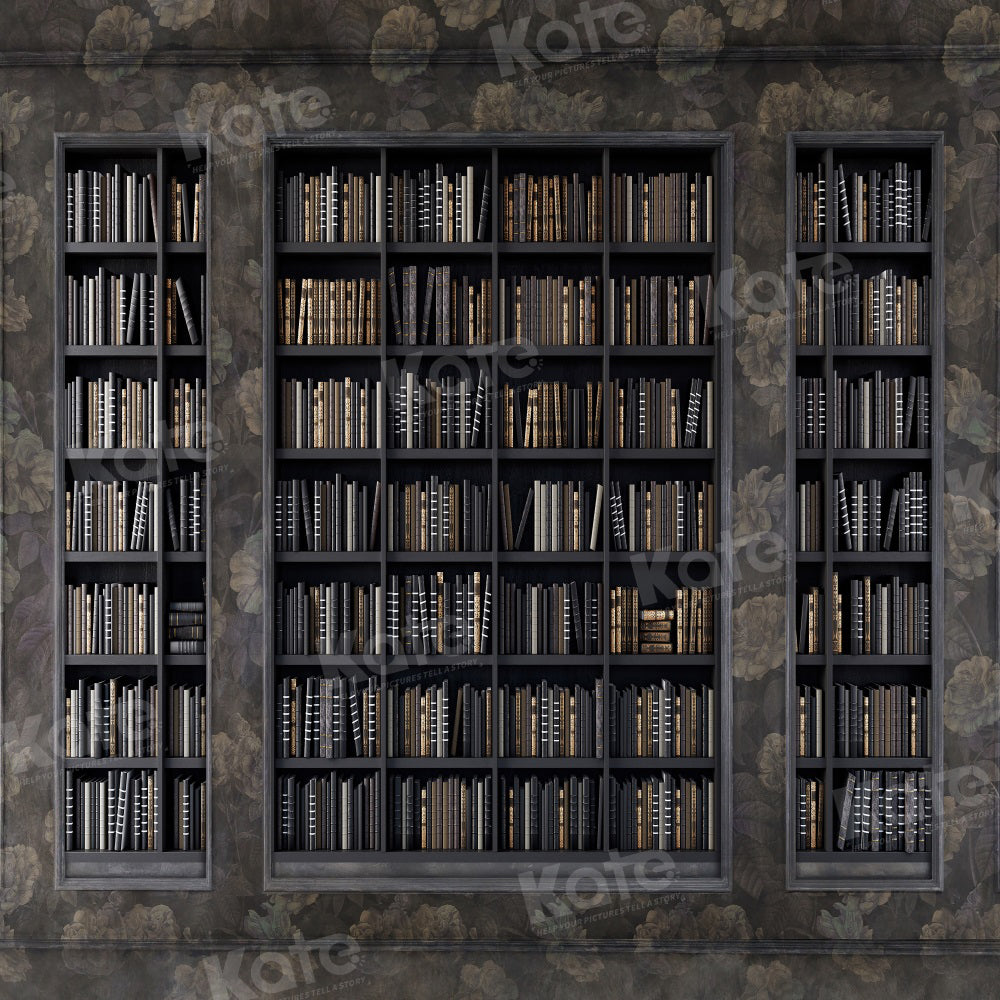 Kate Retour à l'école Rétro Étagère à livres Mur Floral Toile de fond pour la photographie - Kate Backdrop FR