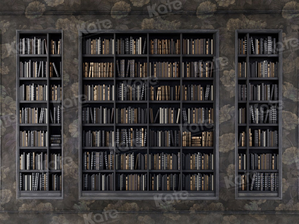 Kate Retour à l'école Rétro Étagère à livres Mur Floral Toile de fond pour la photographie - Kate Backdrop FR