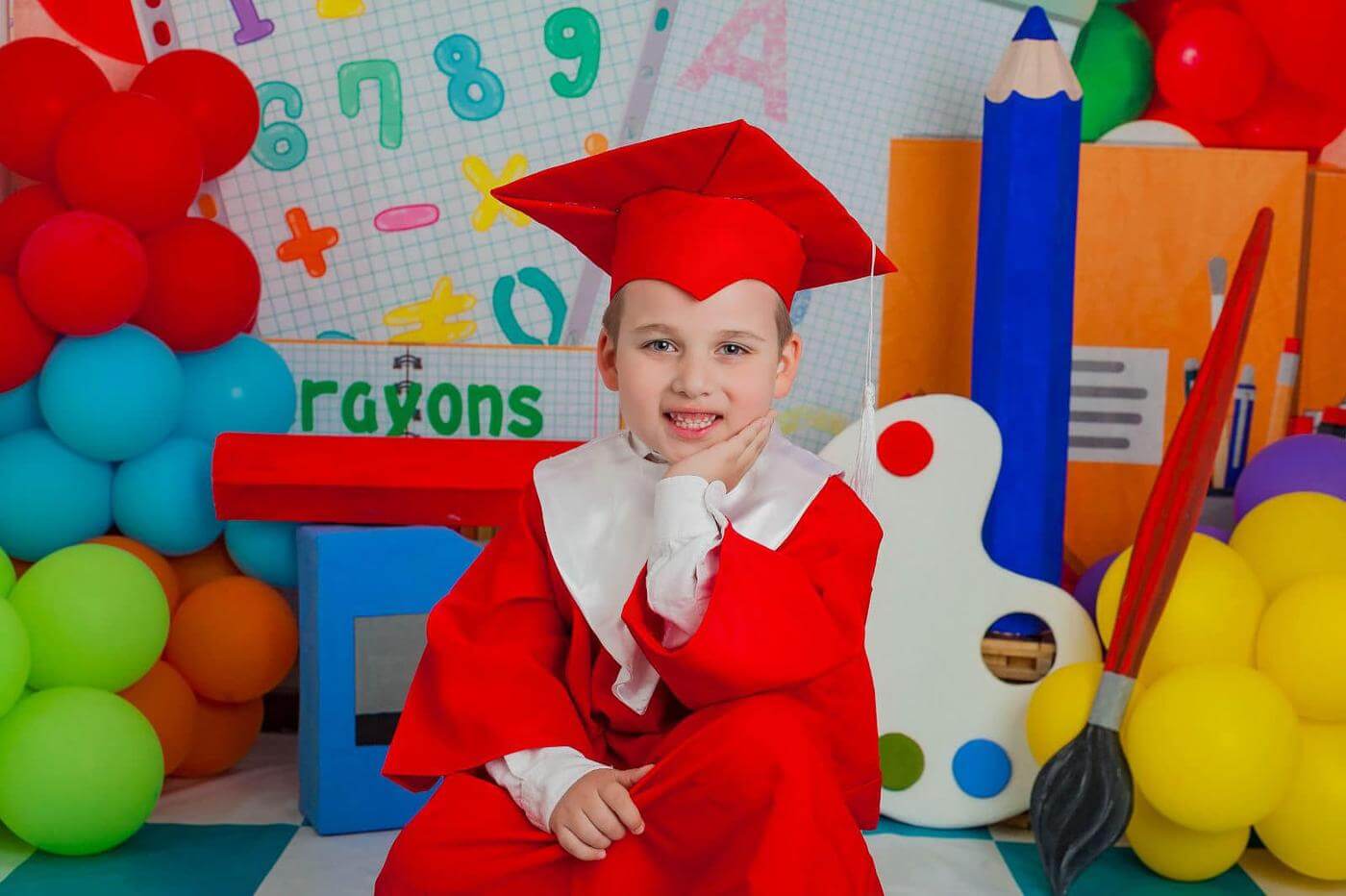 Kate Retour à l'école Crayons Dessin animé Toile de fond pour la photographie - Kate Backdrop FR