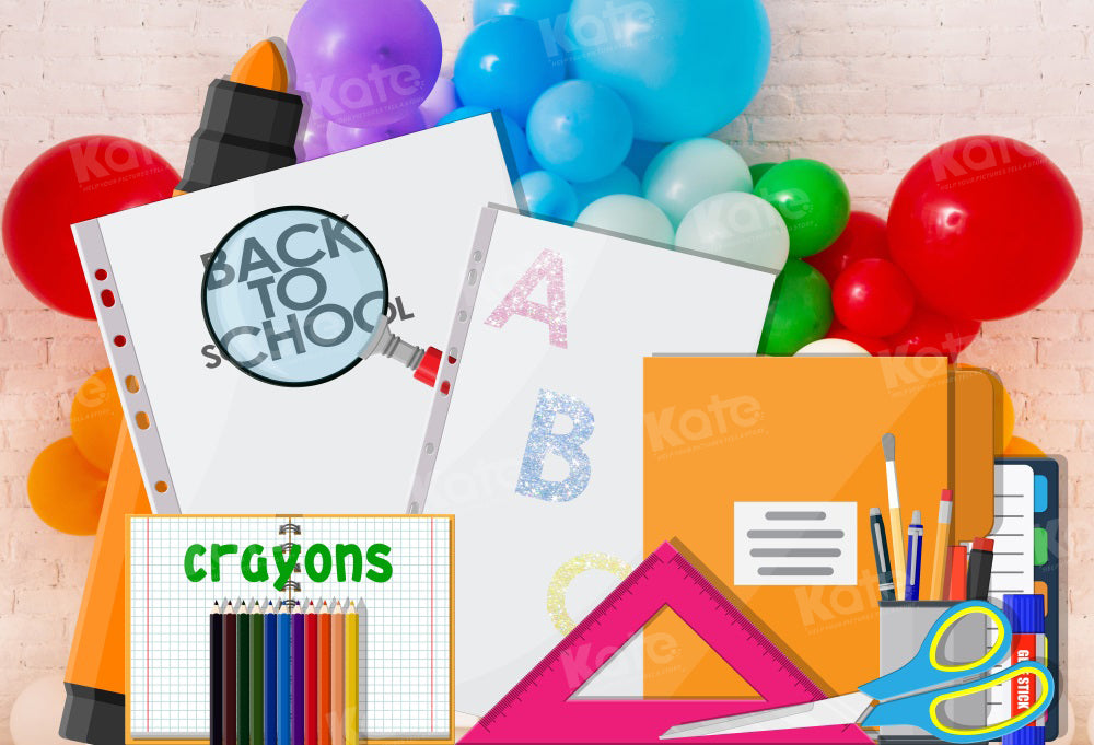 Kate Retour à l'école Crayons Dessin animé Toile de fond pour la photographie - Kate Backdrop FR
