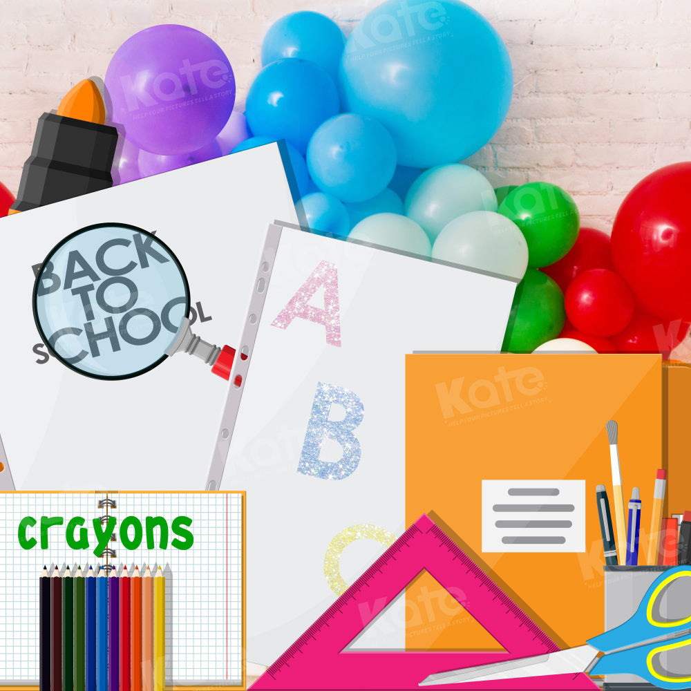 Kate Retour à l'école Crayons Dessin animé Toile de fond pour la photographie - Kate Backdrop FR