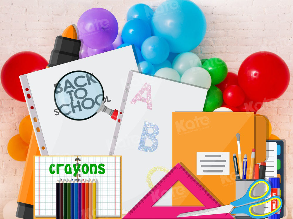 Kate Retour à l'école Crayons Dessin animé Toile de fond pour la photographie - Kate Backdrop FR
