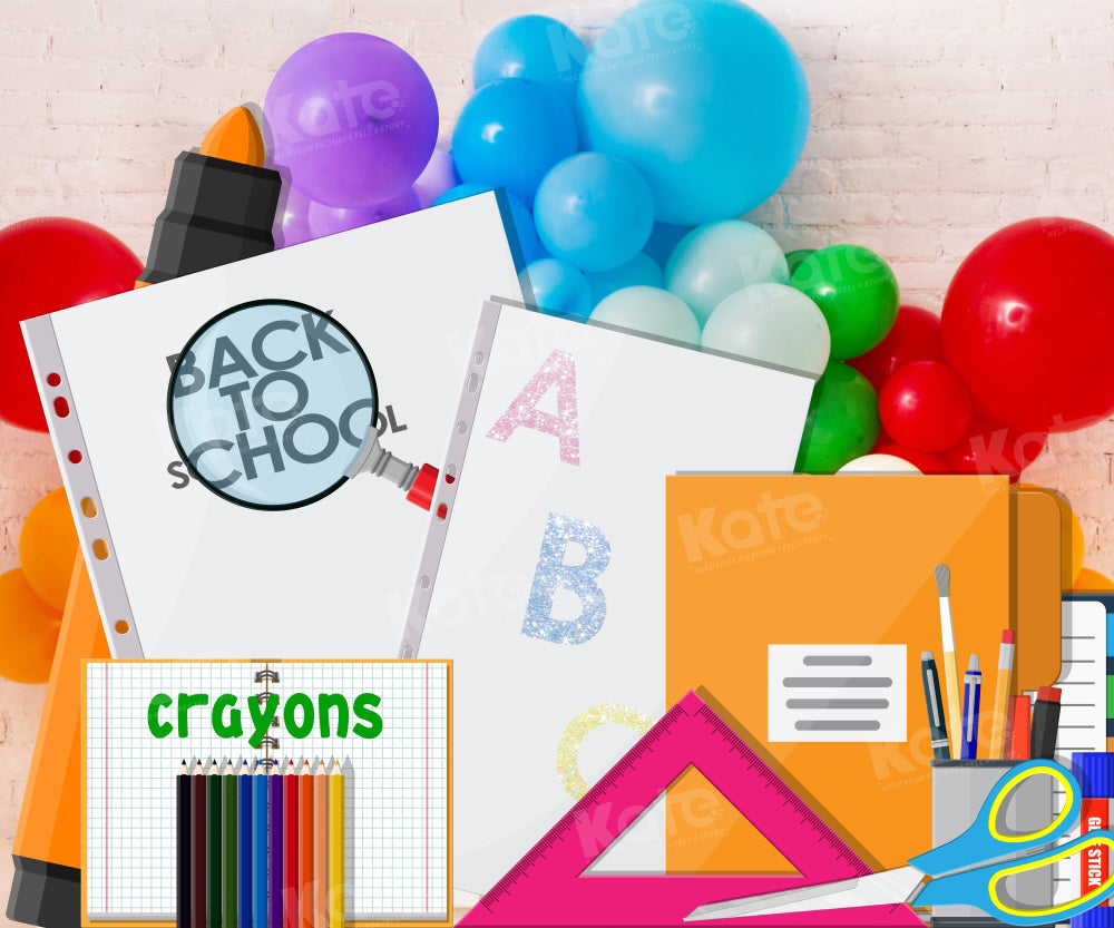 Kate Retour à l'école Crayons Dessin animé Toile de fond pour la photographie - Kate Backdrop FR