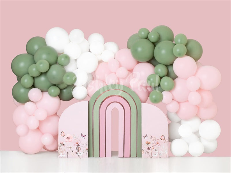 Kate Rose Arche de ballons Anniversaire Toile de fond conçu par Ashley Paul - Kate Backdrop FR
