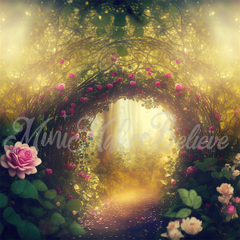 Kate Peinture Beaux-arts Arche Forêt Roses Toile de fond conçue par Mini MakeBelieve - Kate Backdrop FR
