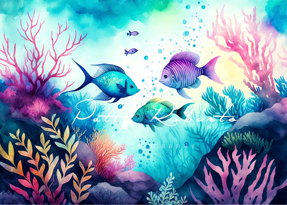 Kate Magique Mer Été Poissons Toile de fond Conçu par Patty Robert - Kate Backdrop FR