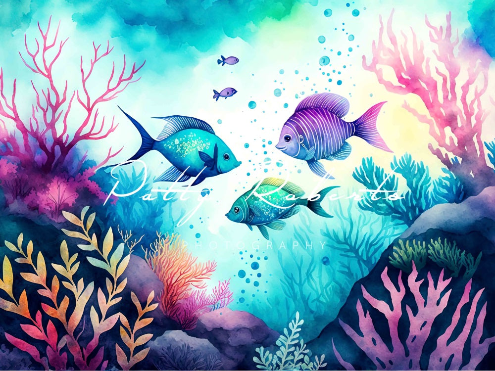 Kate Magique Mer Été Poissons Toile de fond Conçu par Patty Robert - Kate Backdrop FR