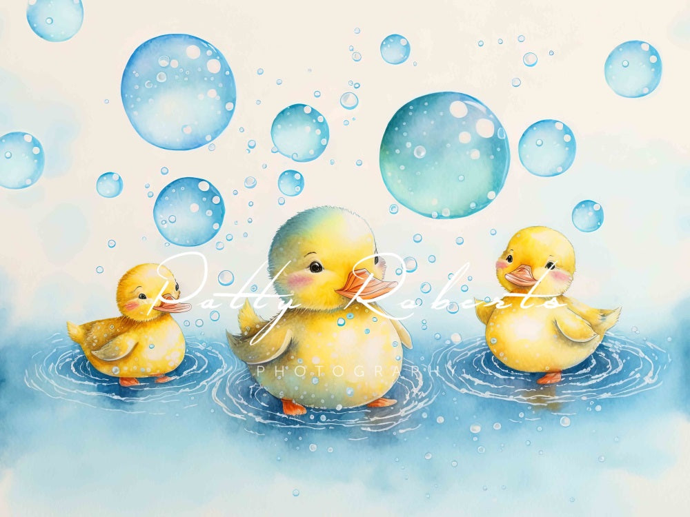 Kate Petit canard Jaune Bulle Bleu Toile de fond Conçu par Patty Robert - Kate Backdrop FR