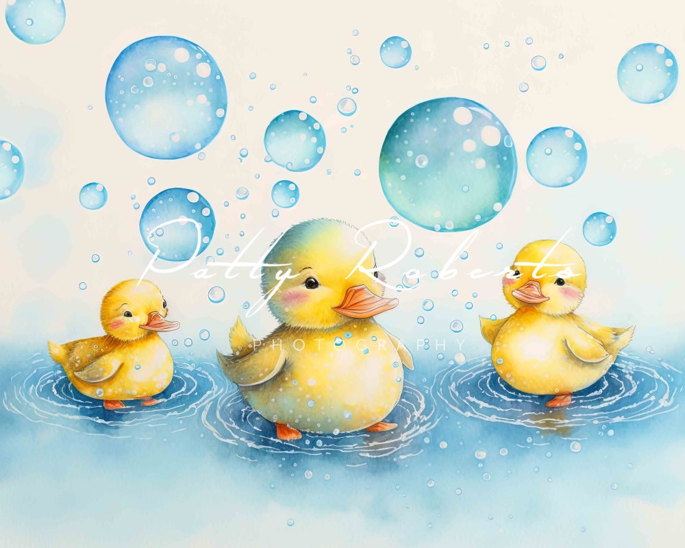 Kate Petit canard Jaune Bulle Bleu Toile de fond Conçu par Patty Robert - Kate Backdrop FR