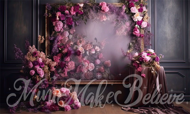 Kate Beaux-Arts Violet Chambre Florale Toile de fond conçue par Mini MakeBelieve - Kate Backdrop FR