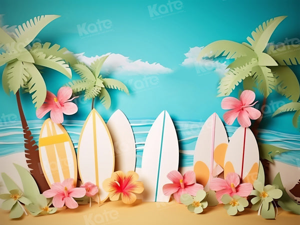 Kate Été Fleurs Mer Plage Toile de fond pour la photographie - Kate Backdrop FR
