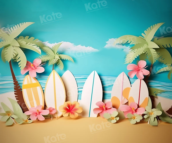 Kate Été Fleurs Mer Plage Toile de fond pour la photographie - Kate Backdrop FR