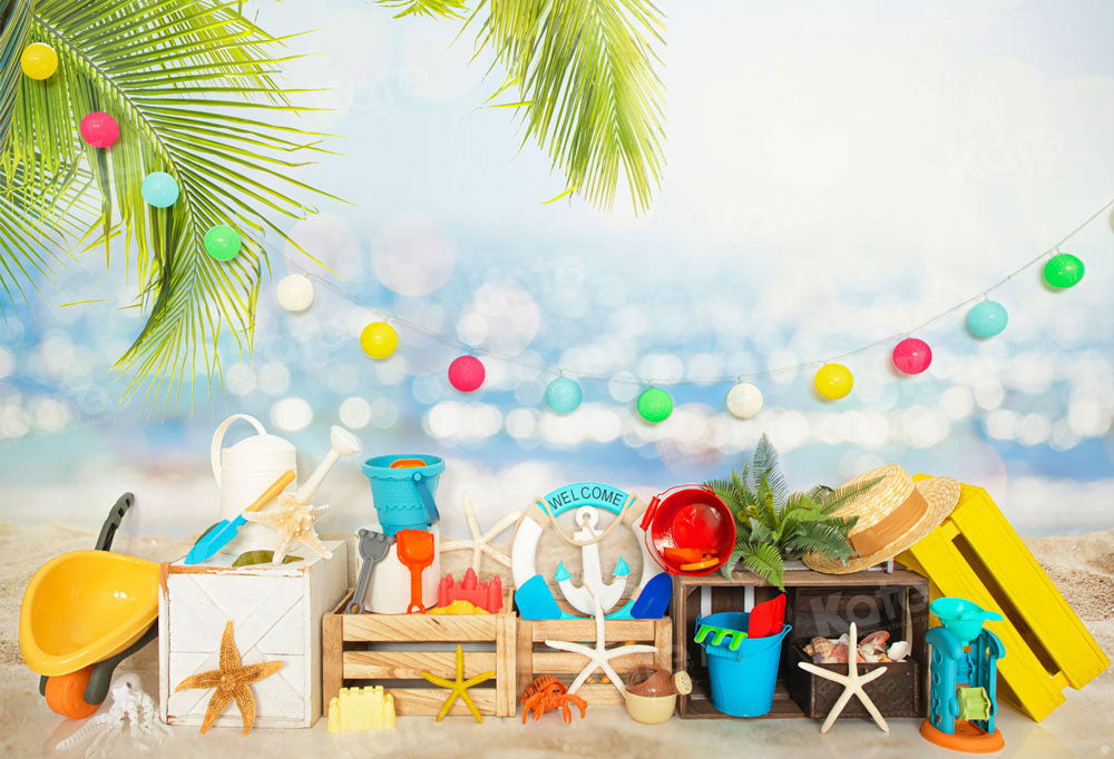 Kate Été Mer bleue Plage Cake smash Toile de fond pour la photographie - Kate Backdrop FR