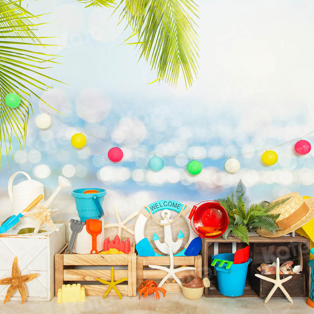 Kate Été Mer bleue Plage Cake smash Toile de fond pour la photographie - Kate Backdrop FR