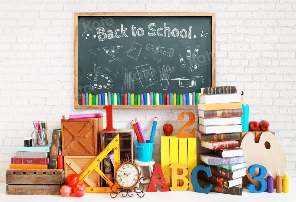Kate Retour à l'école Livres Tableau noir Toile de fond pour la photographie - Kate Backdrop FR