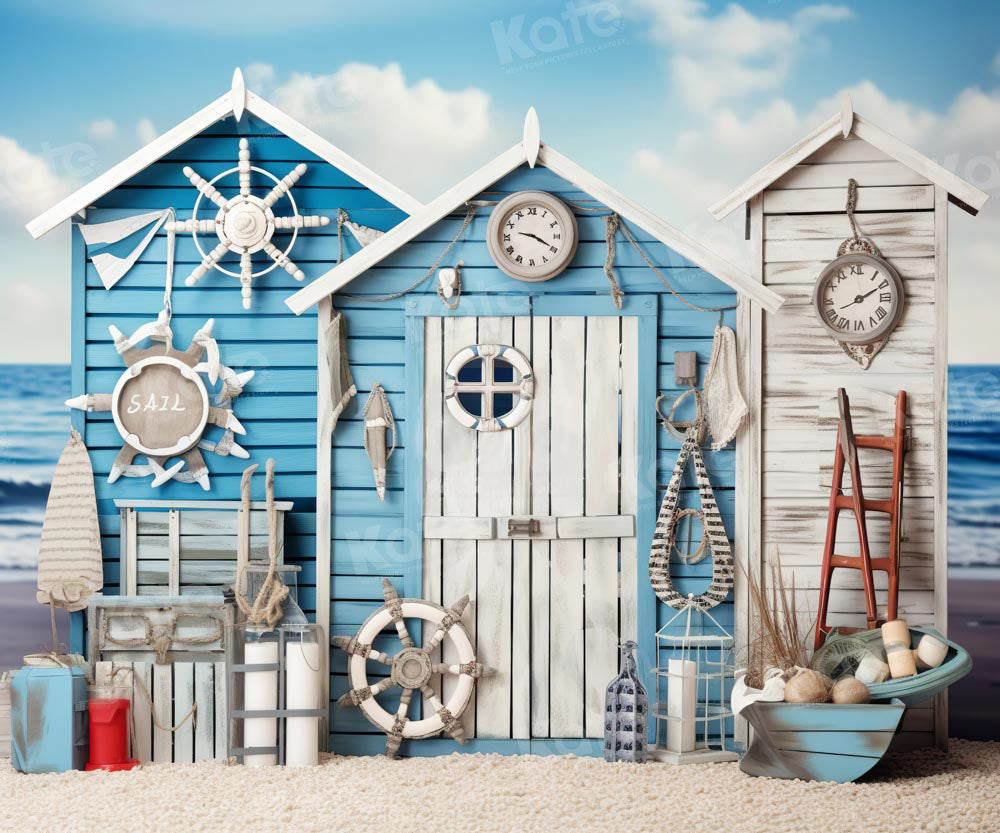 Kate Bord de mer Été Bleu Maison Toile de fond conçue par Chain Photographie - Kate Backdrop FR