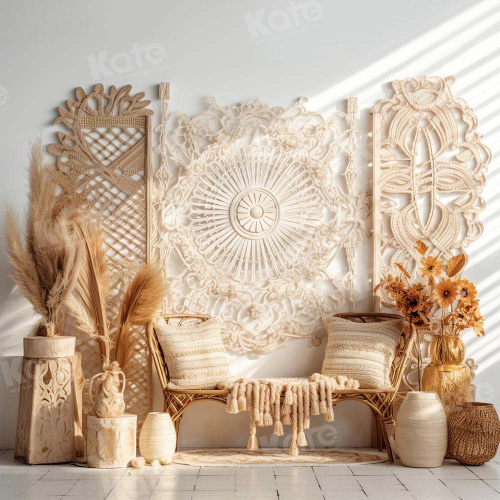 Kate Été Boho Chambre Chaise en bambou Toile de fond conçue par Chain Photographie - Kate Backdrop FR