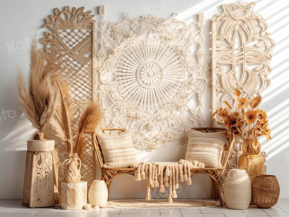 Kate Été Boho Chambre Chaise en bambou Toile de fond conçue par Chain Photographie - Kate Backdrop FR