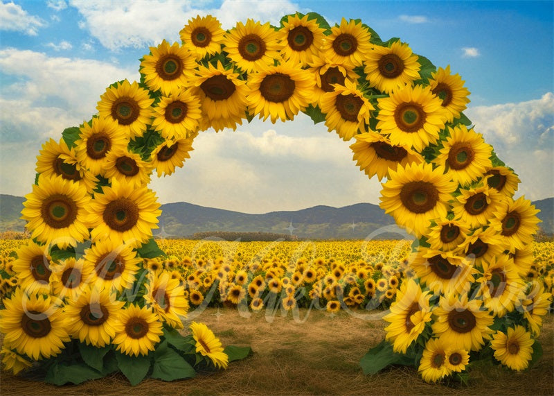 Kate Champ de tournesol Arche florale Été Toile de fond conçue par Mini MakeBelieve - Kate Backdrop FR