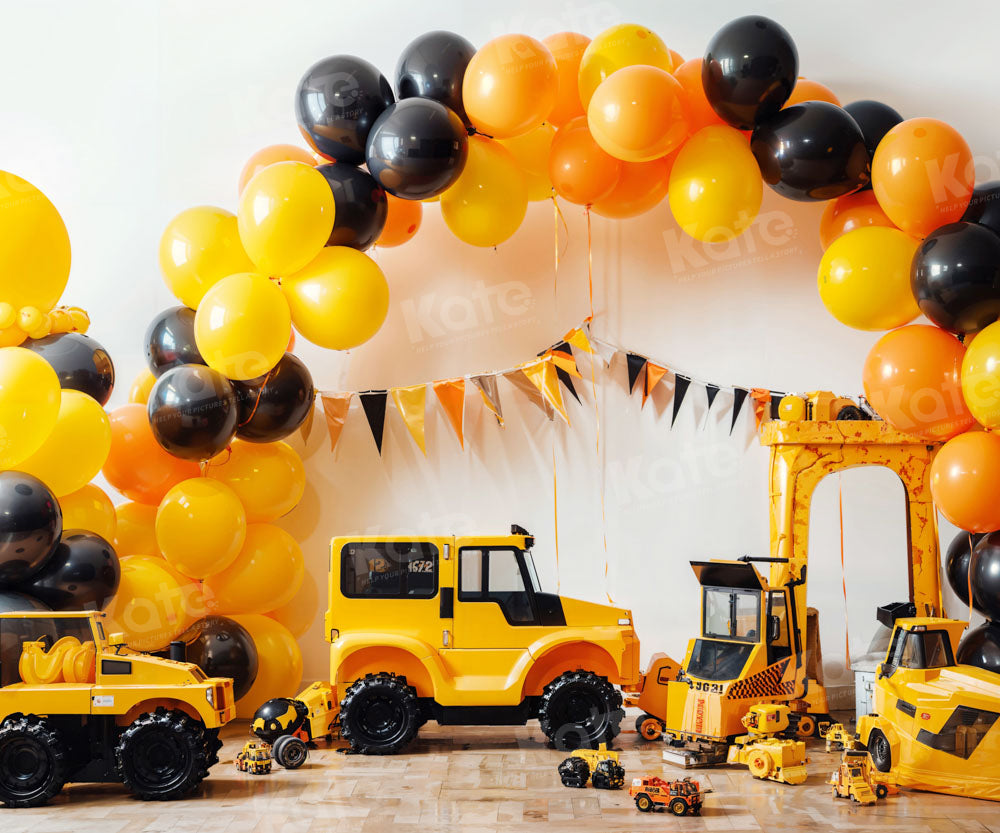 Kate Ballons jaunes Garçon Anniversaire pelle Toile de fond Conçu par Chain Photographie - Kate Backdrop FR