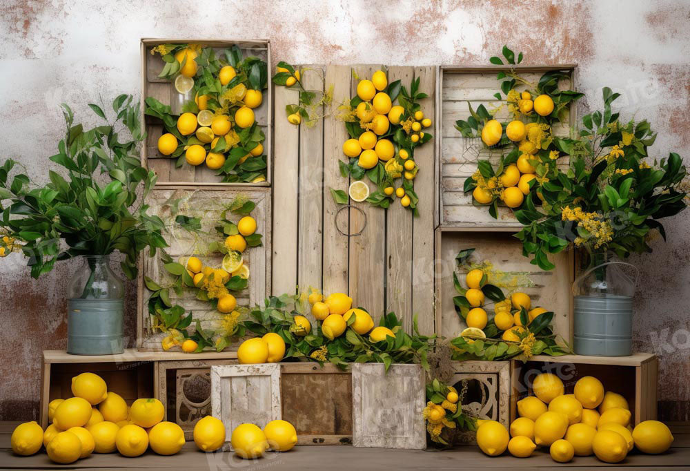Kate Été Citrons Bois Toile de fond Conçu par Chain Photographie - Kate Backdrop FR