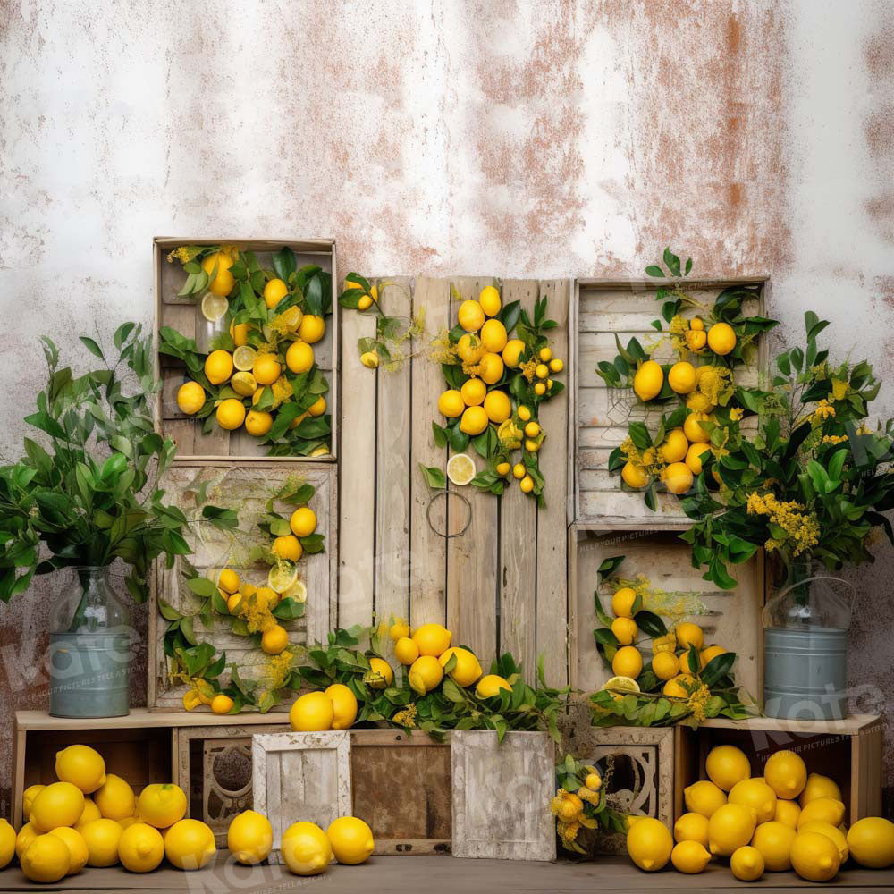 Kate Été Citrons Bois Toile de fond Conçu par Chain Photographie - Kate Backdrop FR