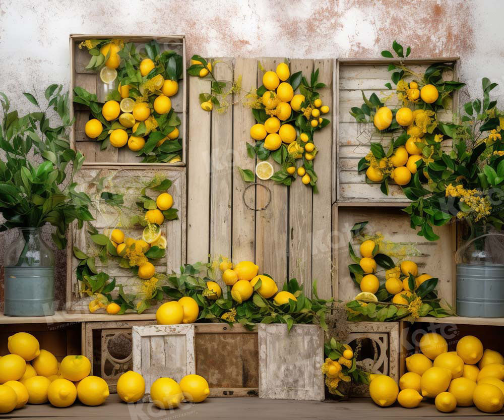 Kate Été Citrons Bois Toile de fond Conçu par Chain Photographie - Kate Backdrop FR